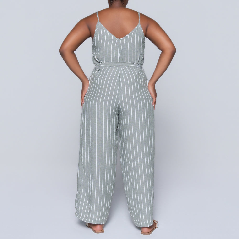 Olive Striped Jumpsuit