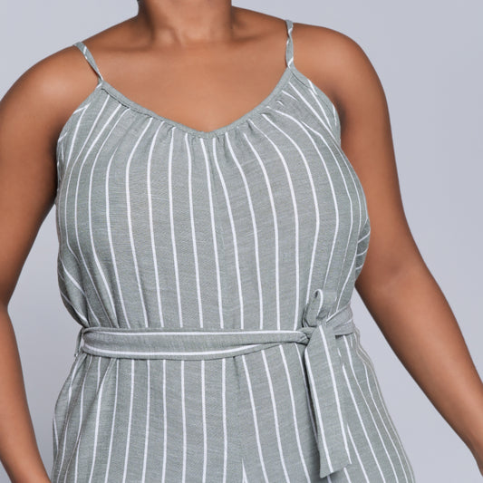 Olive Striped Jumpsuit