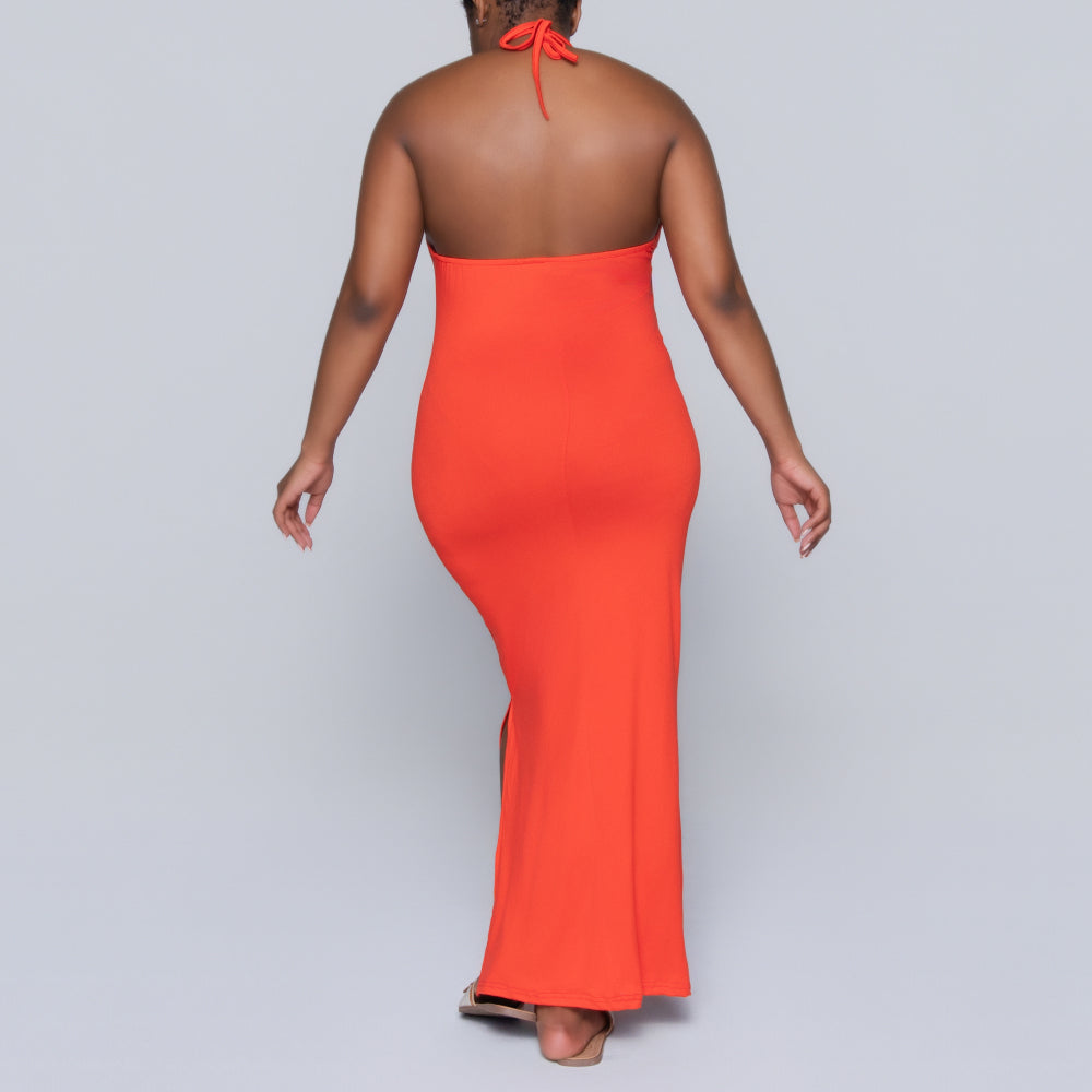 Terracotta Halter Neck Dress