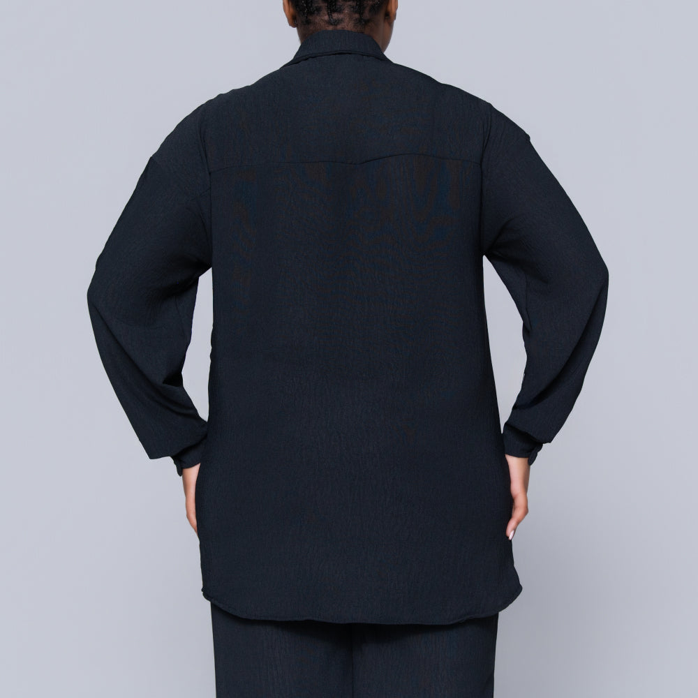 Black Airflow Button Down Top