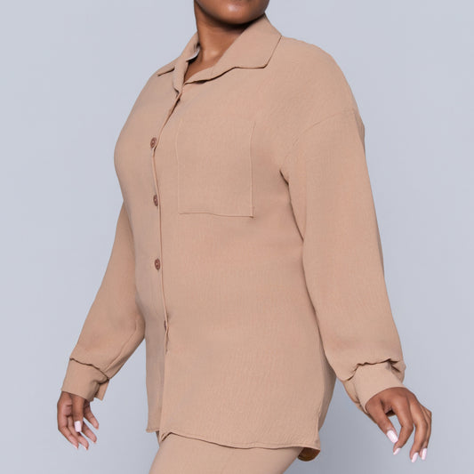 Camel Airflow Button Down Top