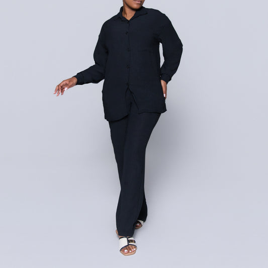 Black Airflow Button Down Top