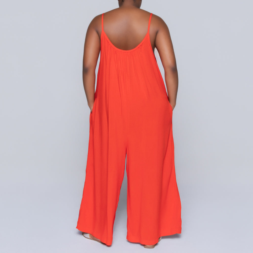 Strappy Terracotta Viscose Jumpsuit