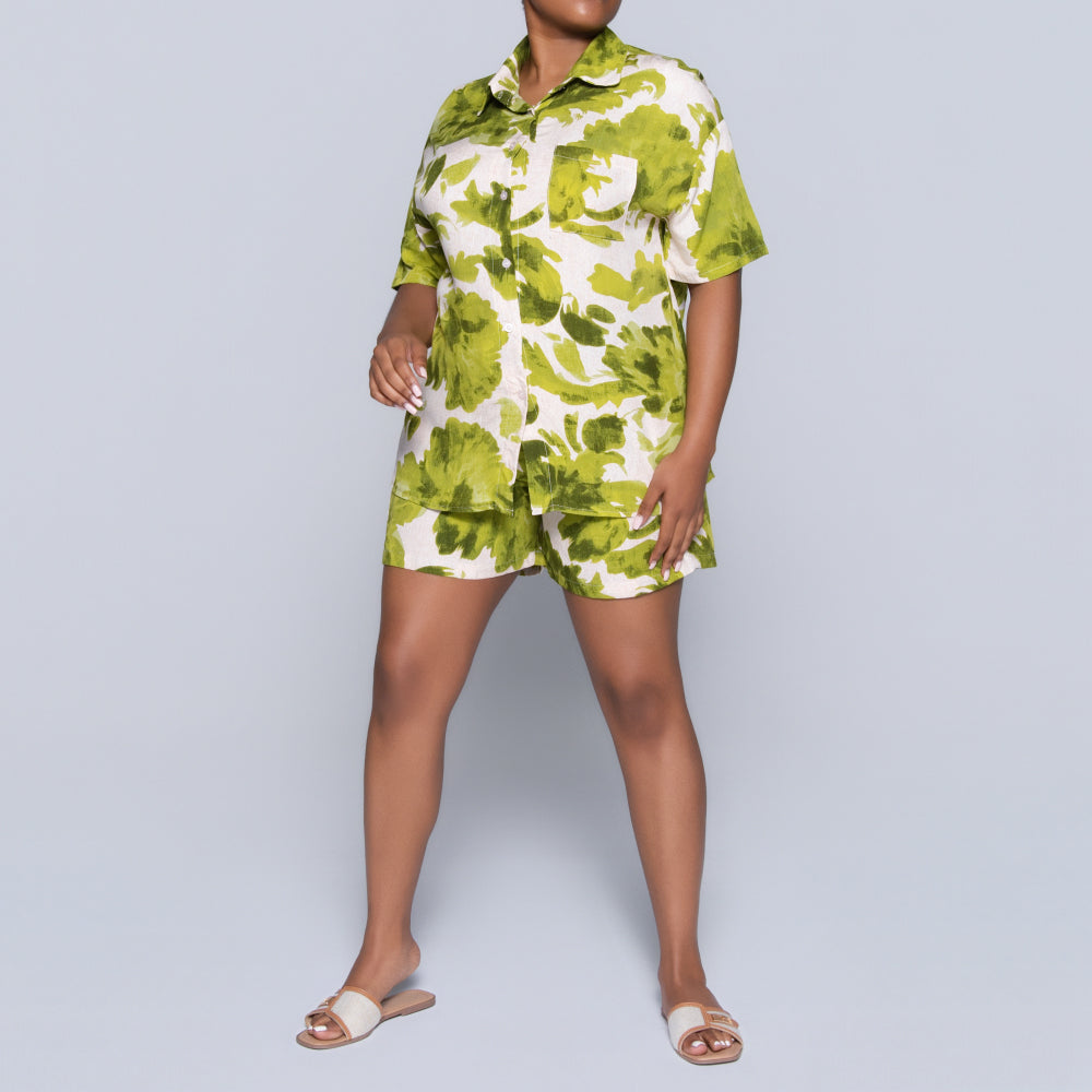 Green Printed Shorts