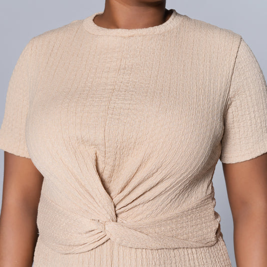 Stone Crinkle Knit Top And Pants Set