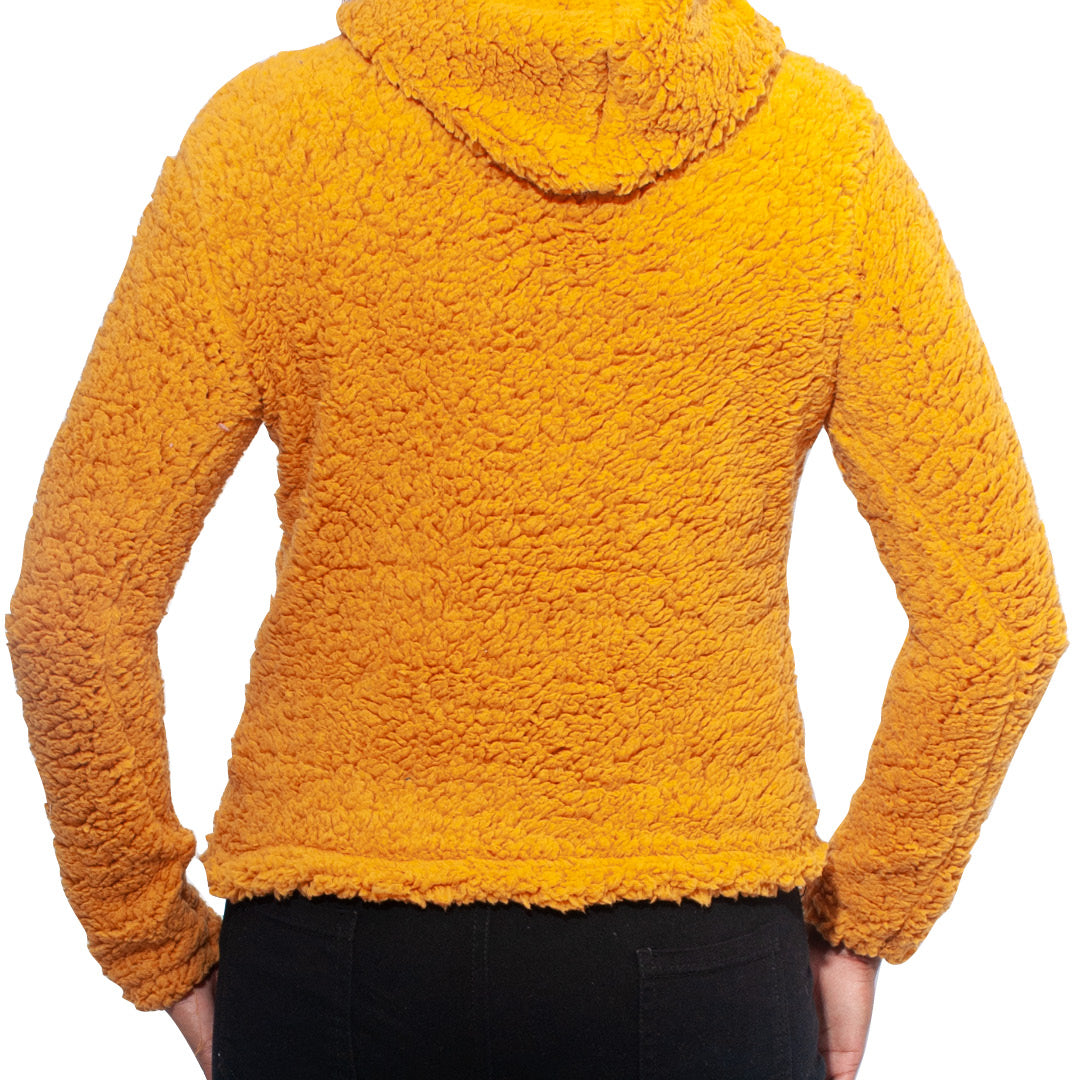 Mustard Fleece Hooded Jacket