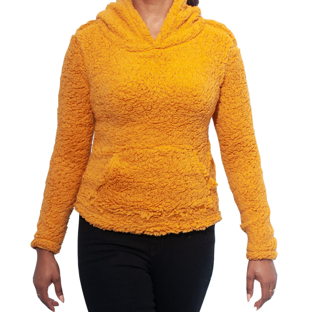 Mustard Fleece Hooded Jacket