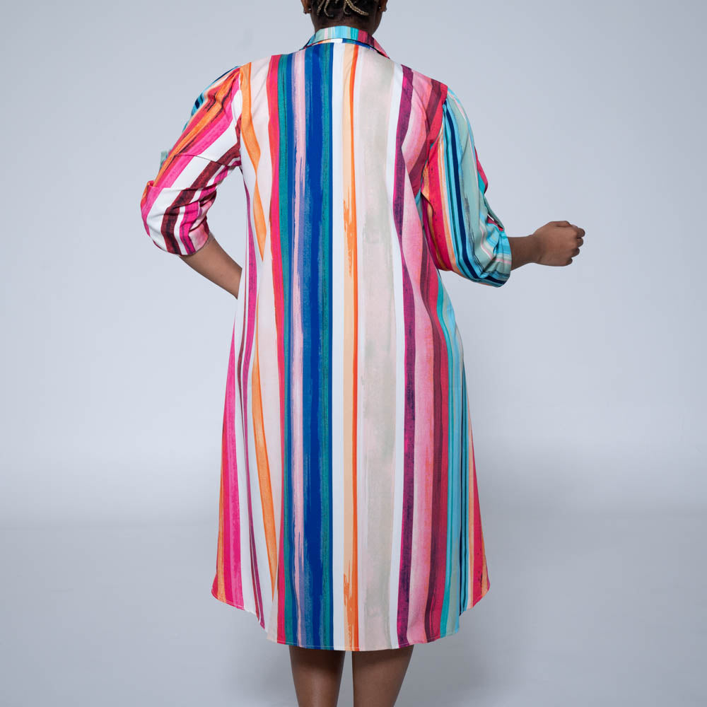 Terracotta Striped Button Detail Tunic