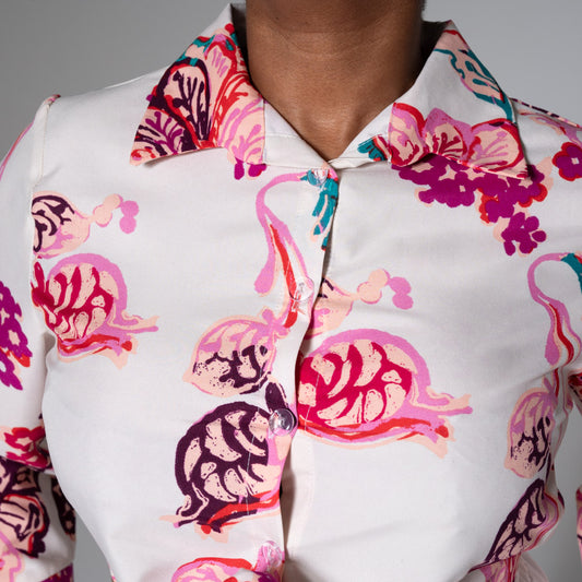 Printed Collar Edit Top