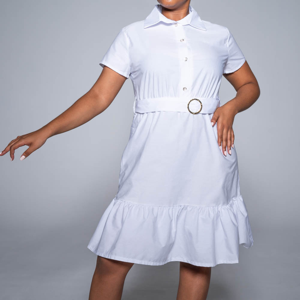 Optical White Belt Detail Dress Fashion World ZA Optical White Belt Detail Dress Fashion World ZA