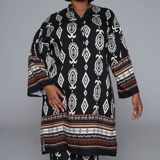 Border Print Rayon Nylon Top