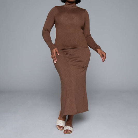 Brown Jersey Knit Skirt
