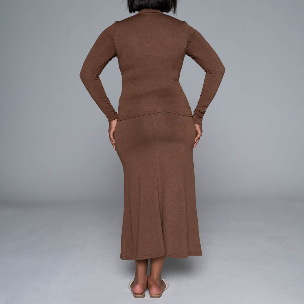 Brown Jersey Knit Skirt