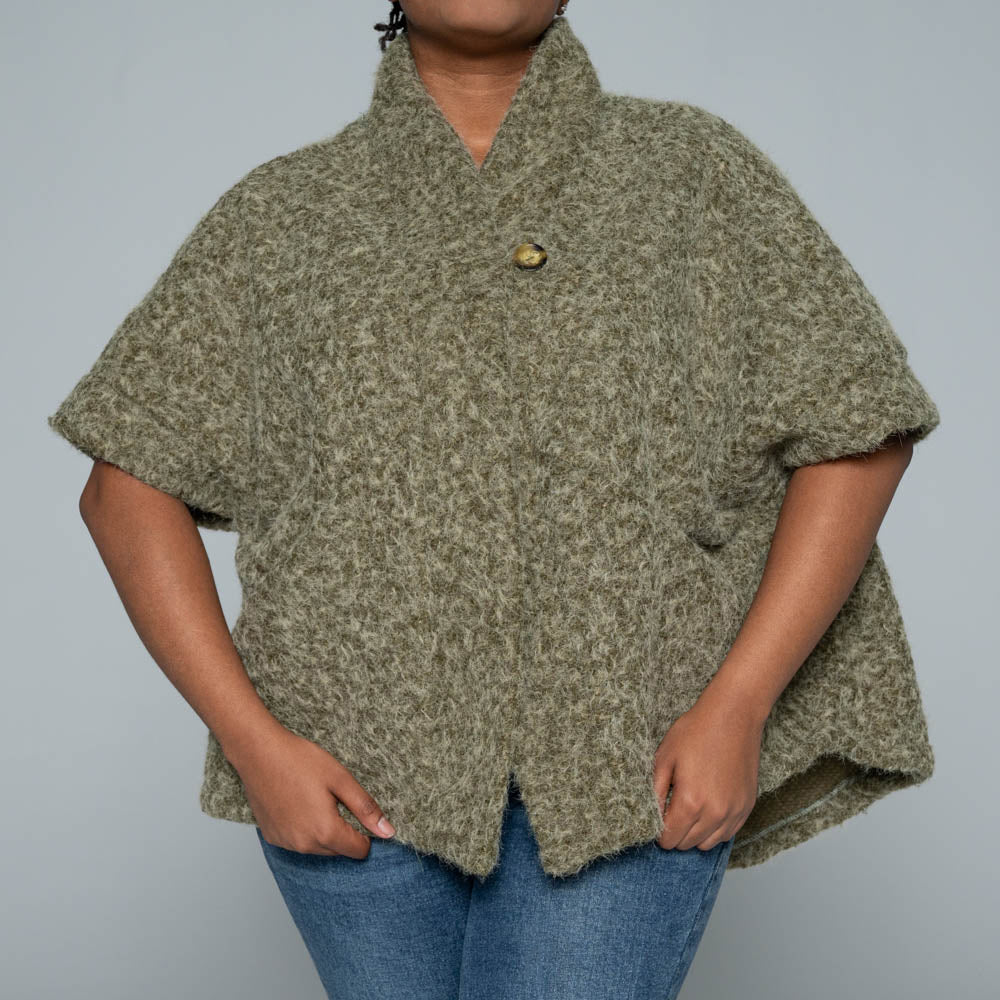 Olive Mohair Knitted Melton Jacket