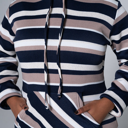 Striped Spun Poly Hooded Dress
