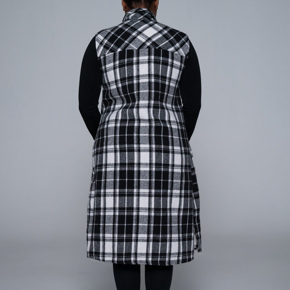 Sleeveless Cotton Brush Check Print Tunic