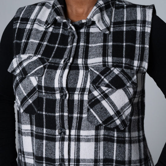 Sleeveless Cotton Brush Check Print Tunic