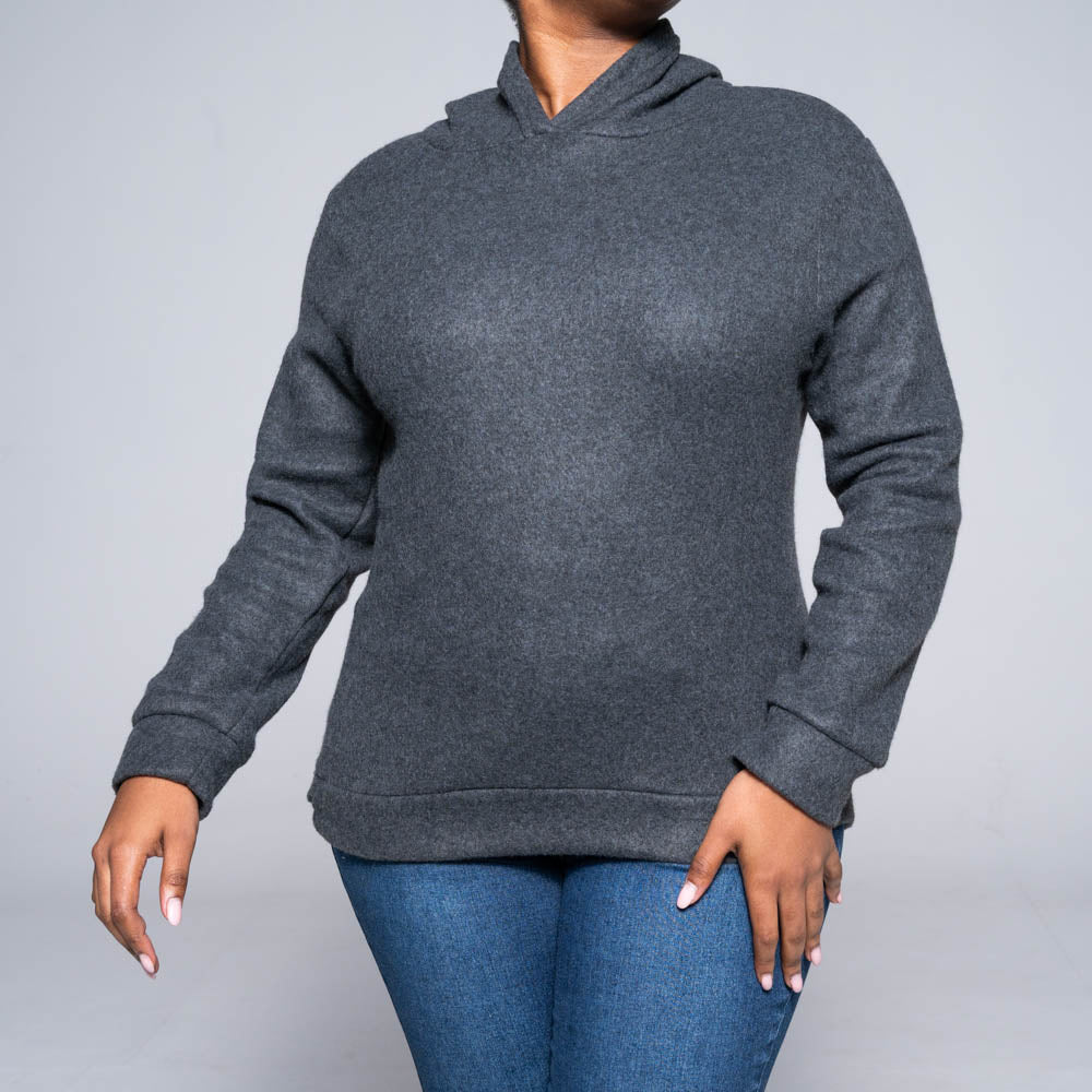 Charcoal Polar Fleece Hooded Jacket