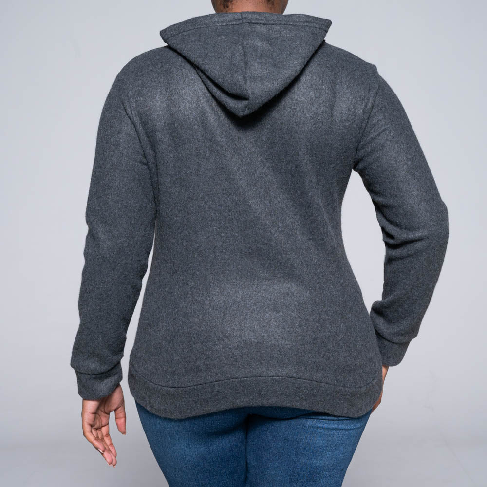 Charcoal Polar Fleece Hooded Jacket