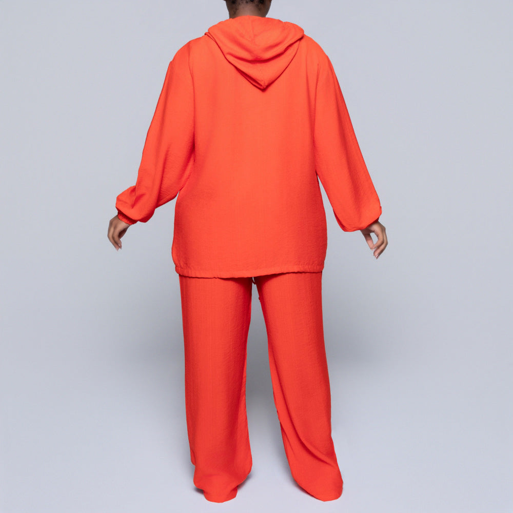 Long Sleeve Terracotta Hooded Top