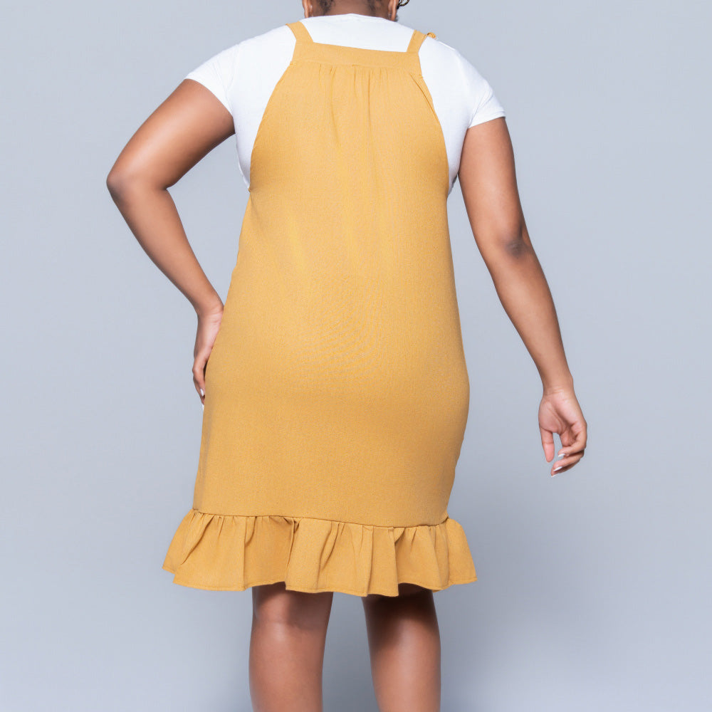 Camel Rayon Linen Tiered Tunic