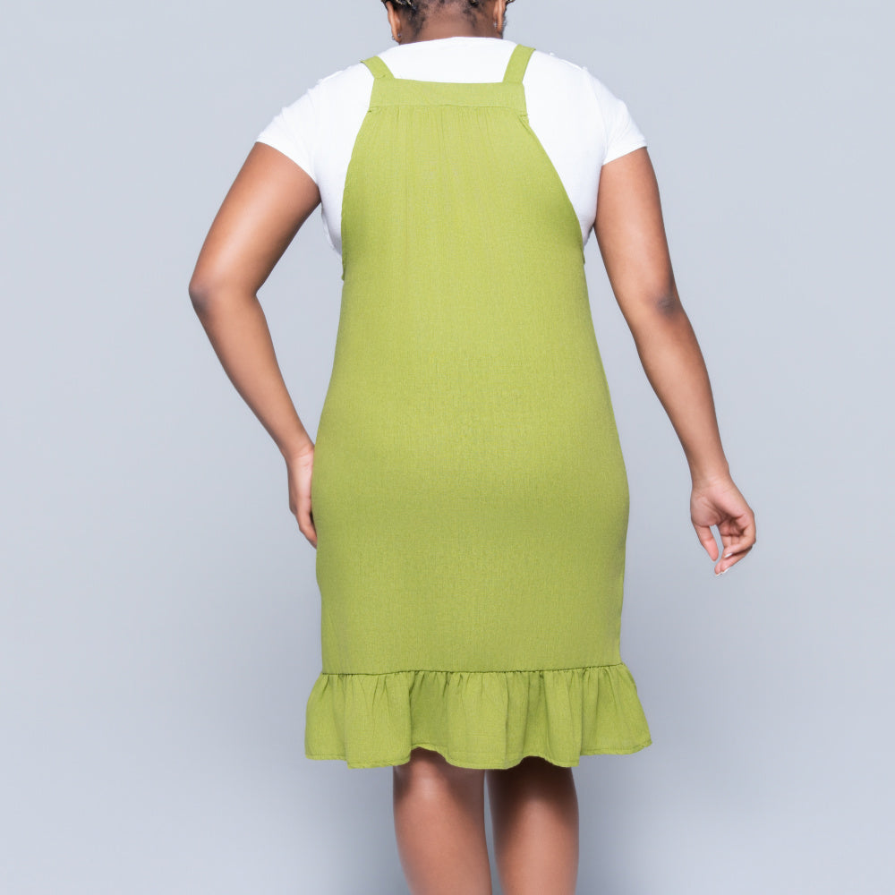 Chartreuse Rayon Linen Tiered Tunic