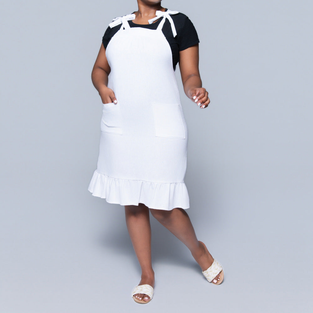Optical White Rayon Linen Tiered Tunic