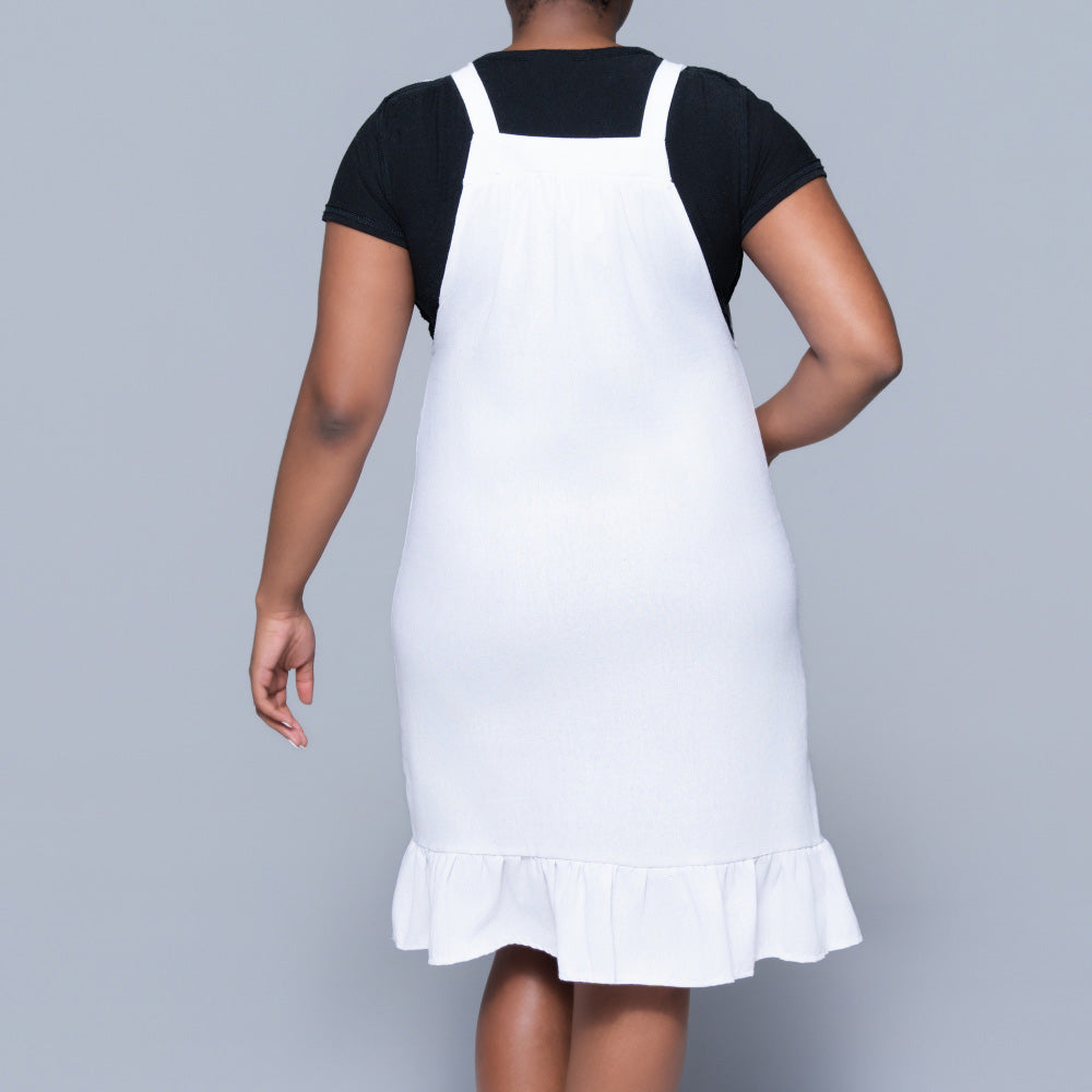 Optical White Rayon Linen Tiered Tunic