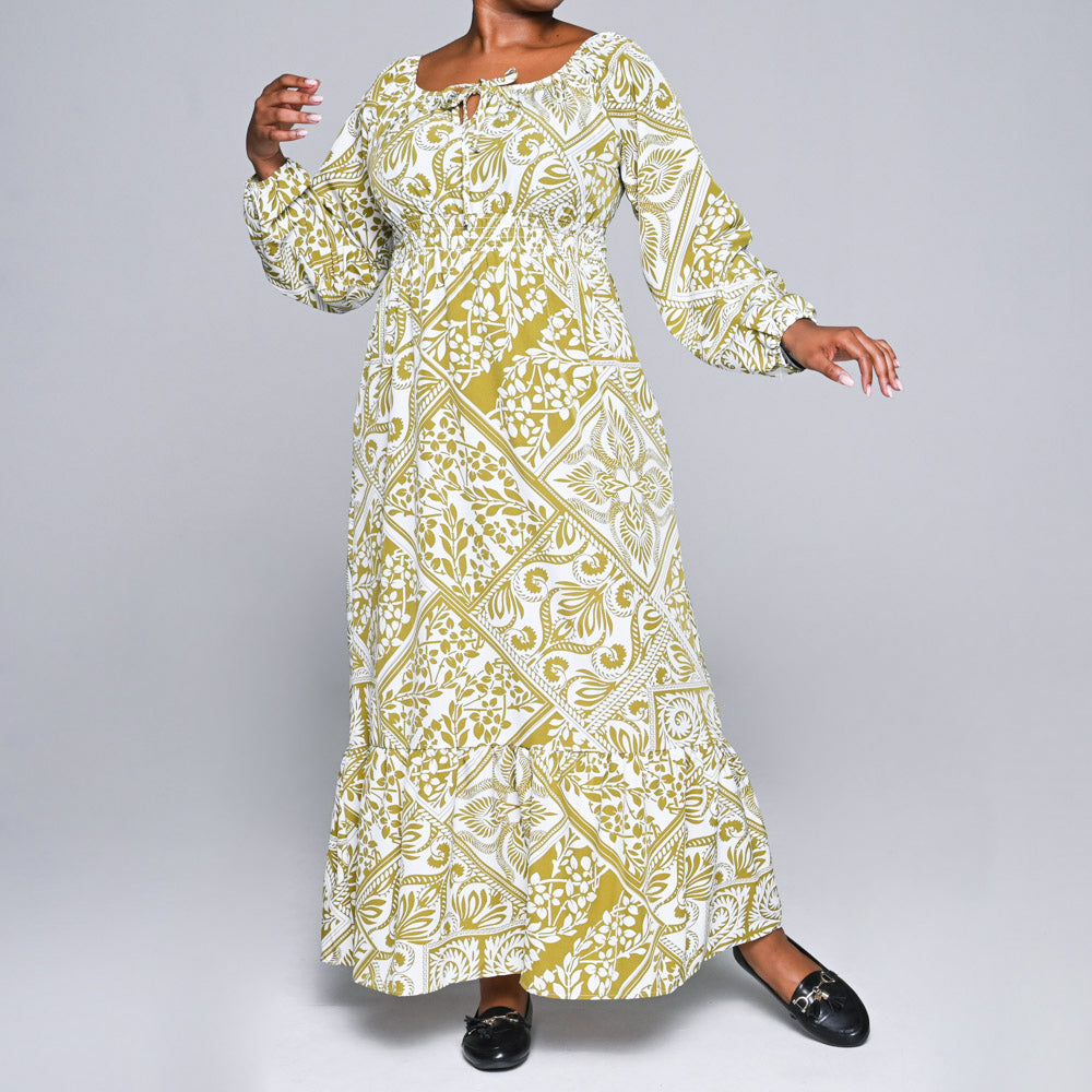 Chartreuse Woven Tiered Dress