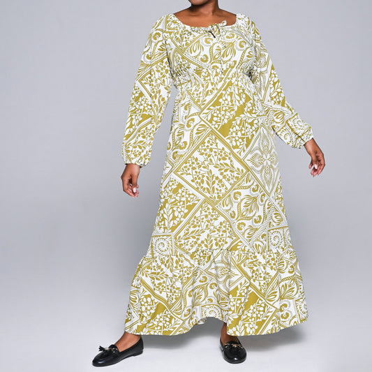 Chartreuse Woven Tiered Dress