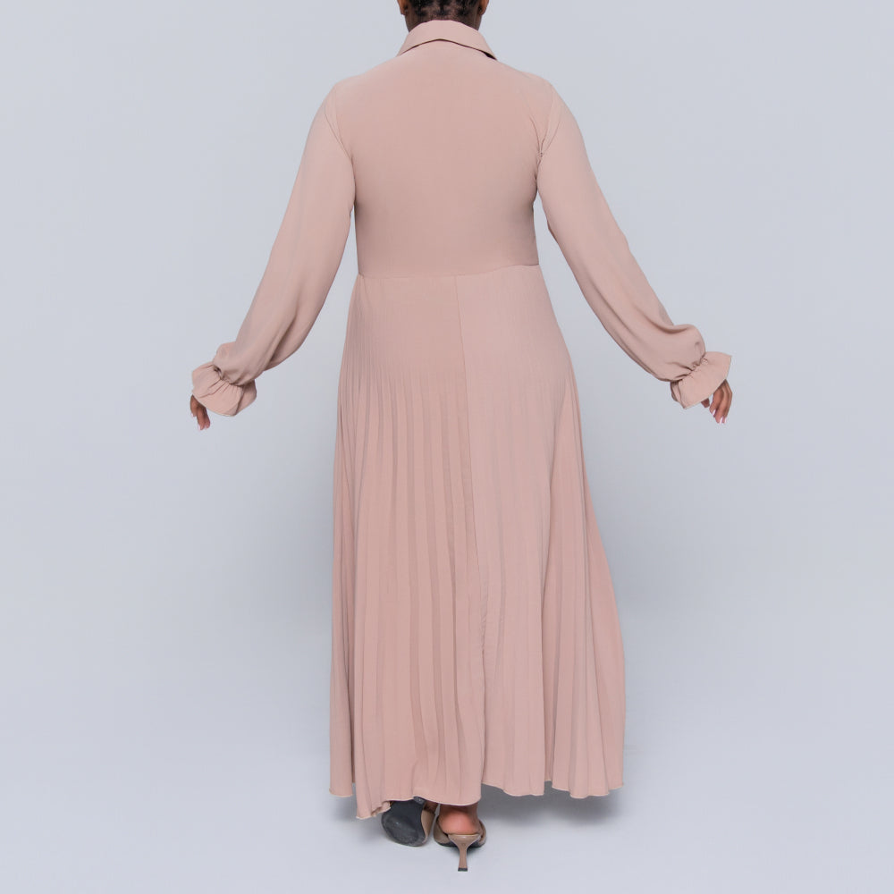 Stone Pleated Frill Dress