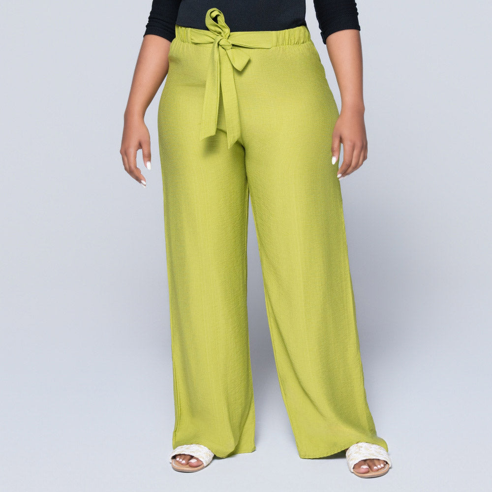 Plain Chartreuse Nylon Rayon Pants