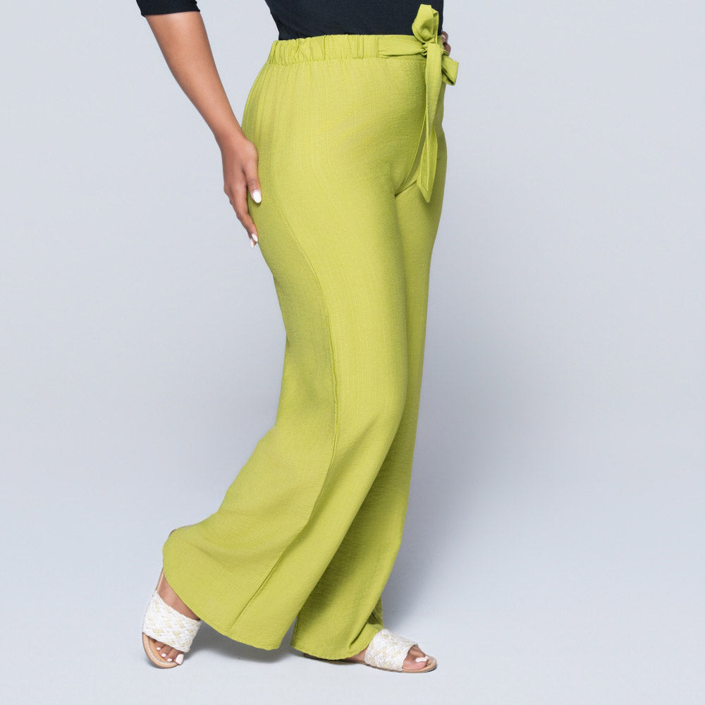 Plain Chartreuse Nylon Rayon Pants