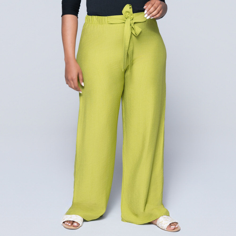 Plain Chartreuse Nylon Rayon Pants