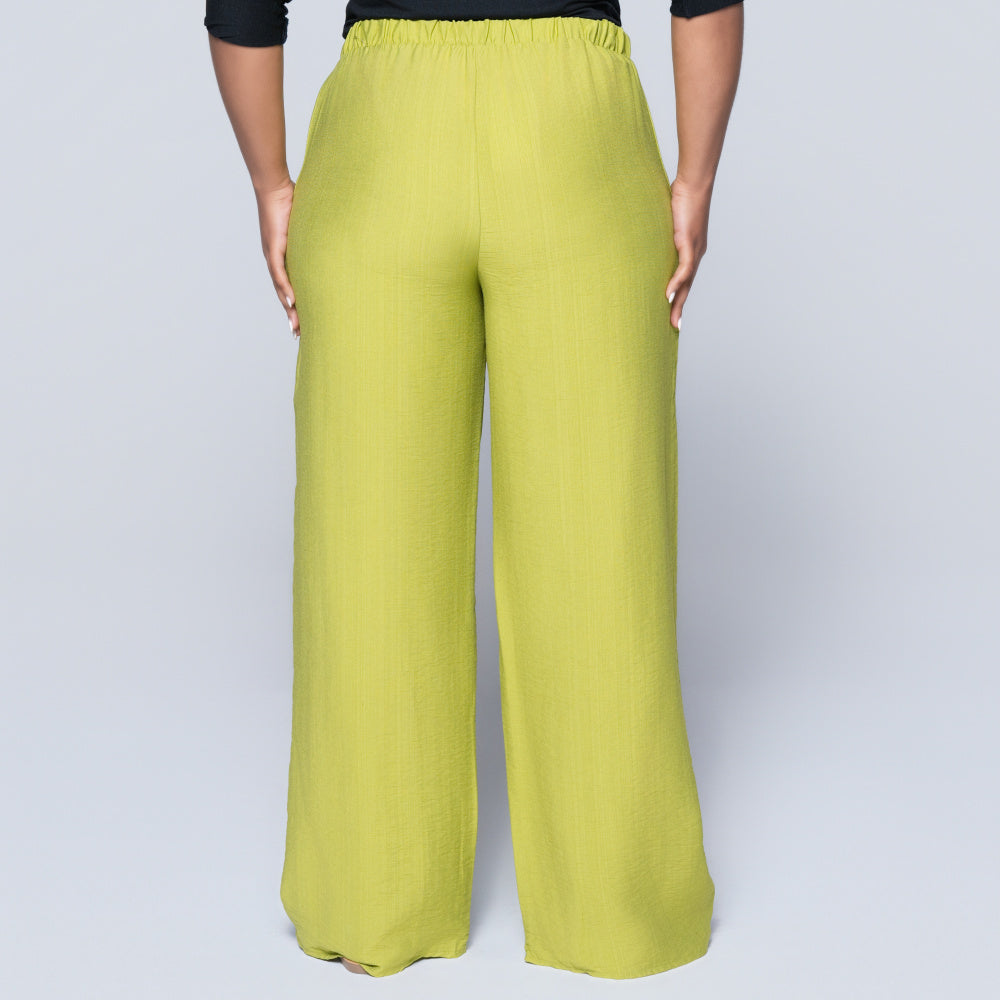 Plain Chartreuse Nylon Rayon Pants