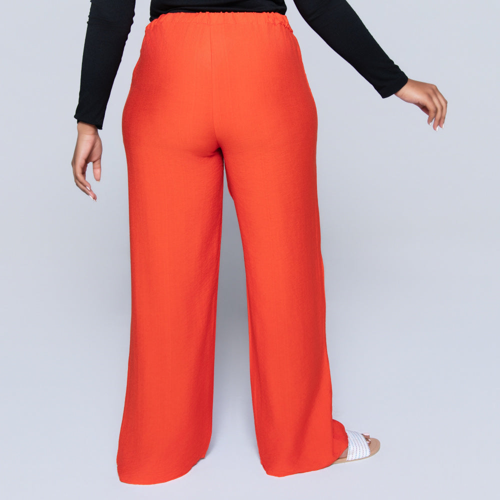 Plain Terracotta Nylon Rayon Pants