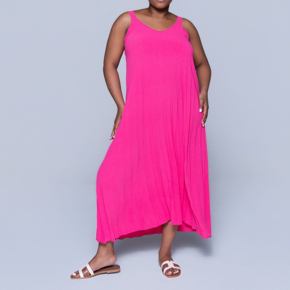 Cerise Airflow Pleated Dress
