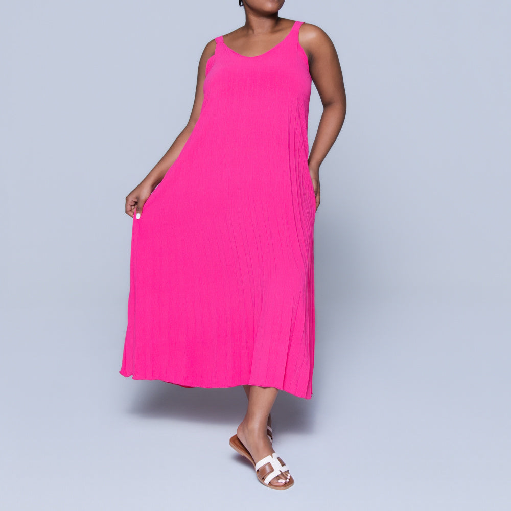 Cerise Airflow Pleated Dress