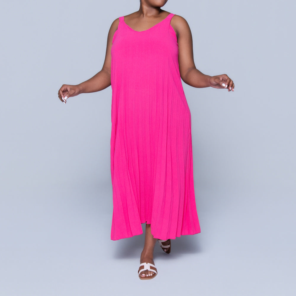 Cerise Airflow Pleated Dress