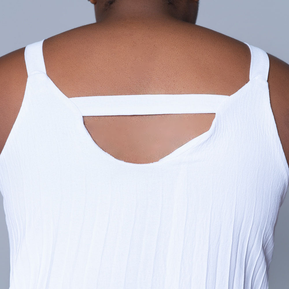 Optical White Airflow Pleated Dress