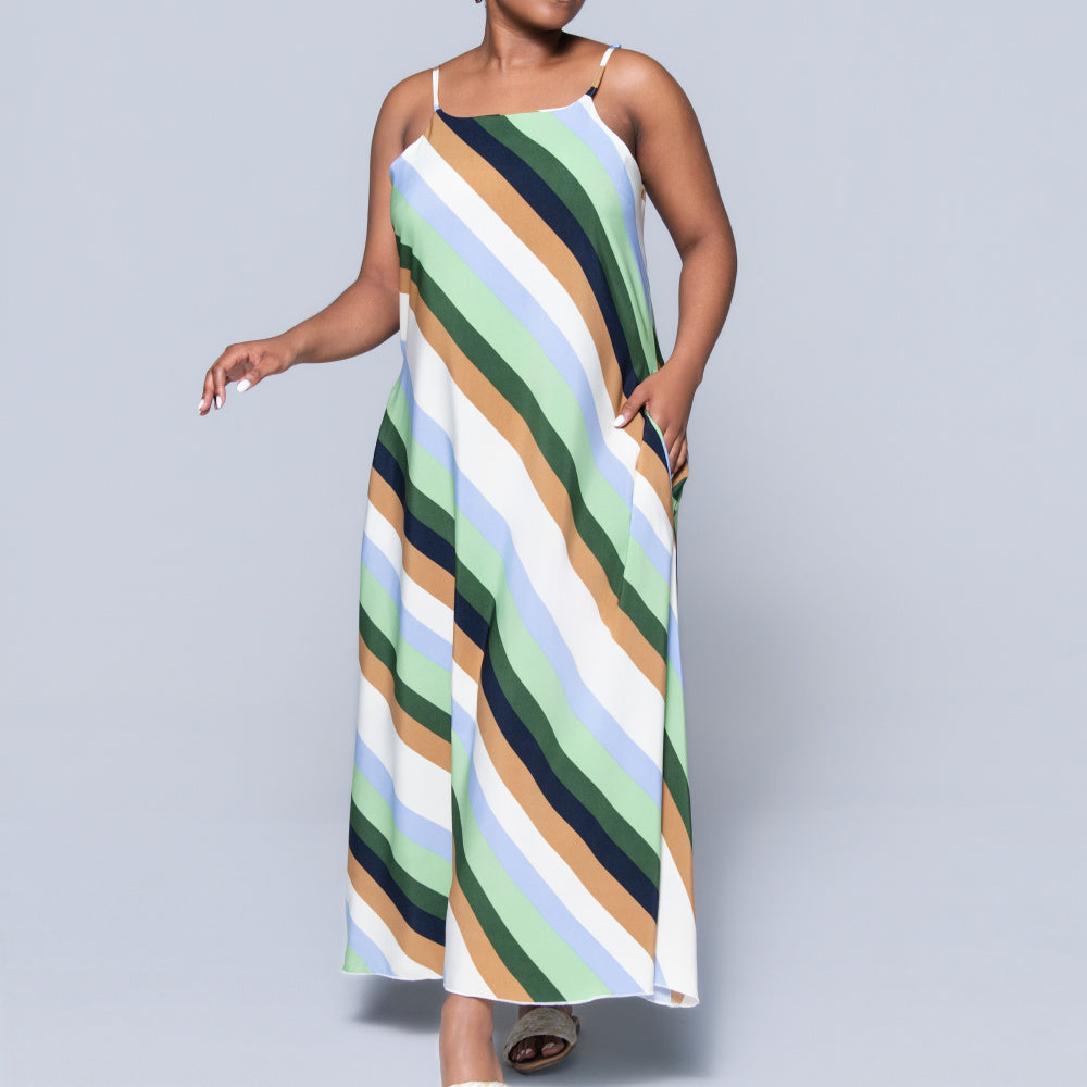Printed Strappy Maxi Dress