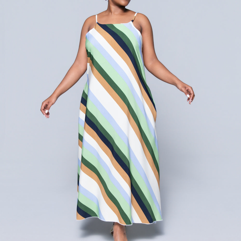 Printed Strappy Maxi Dress
