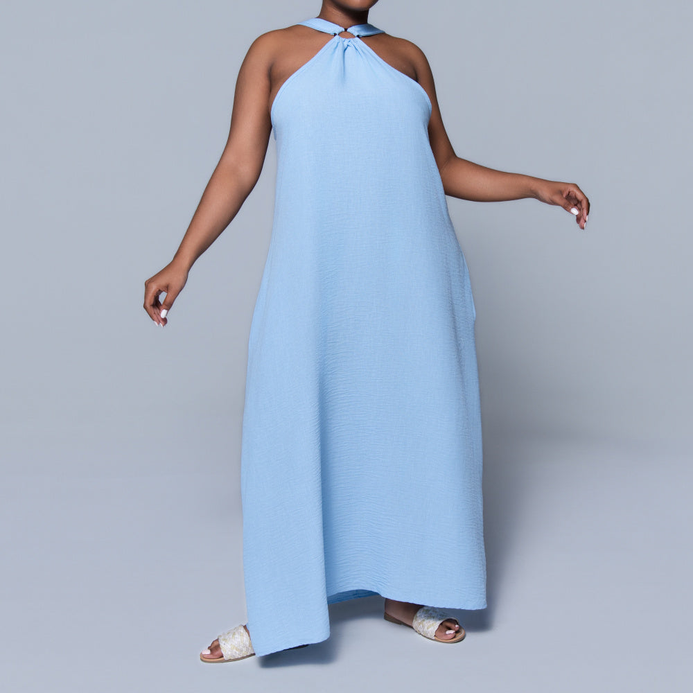 Blue Halter Neck Dress