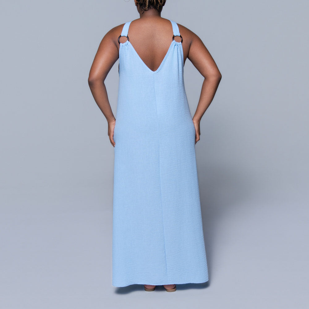 Blue Halter Neck Dress
