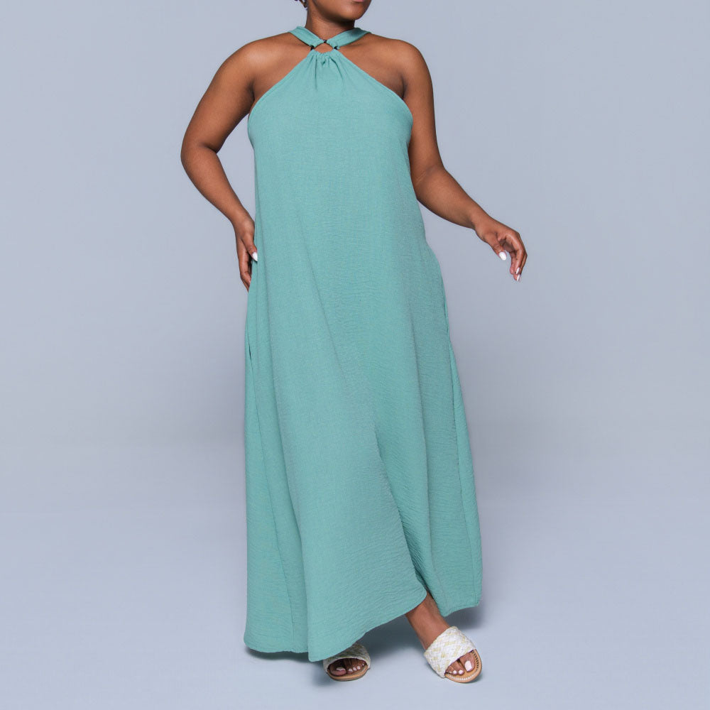 Sage Halter Neck Dress