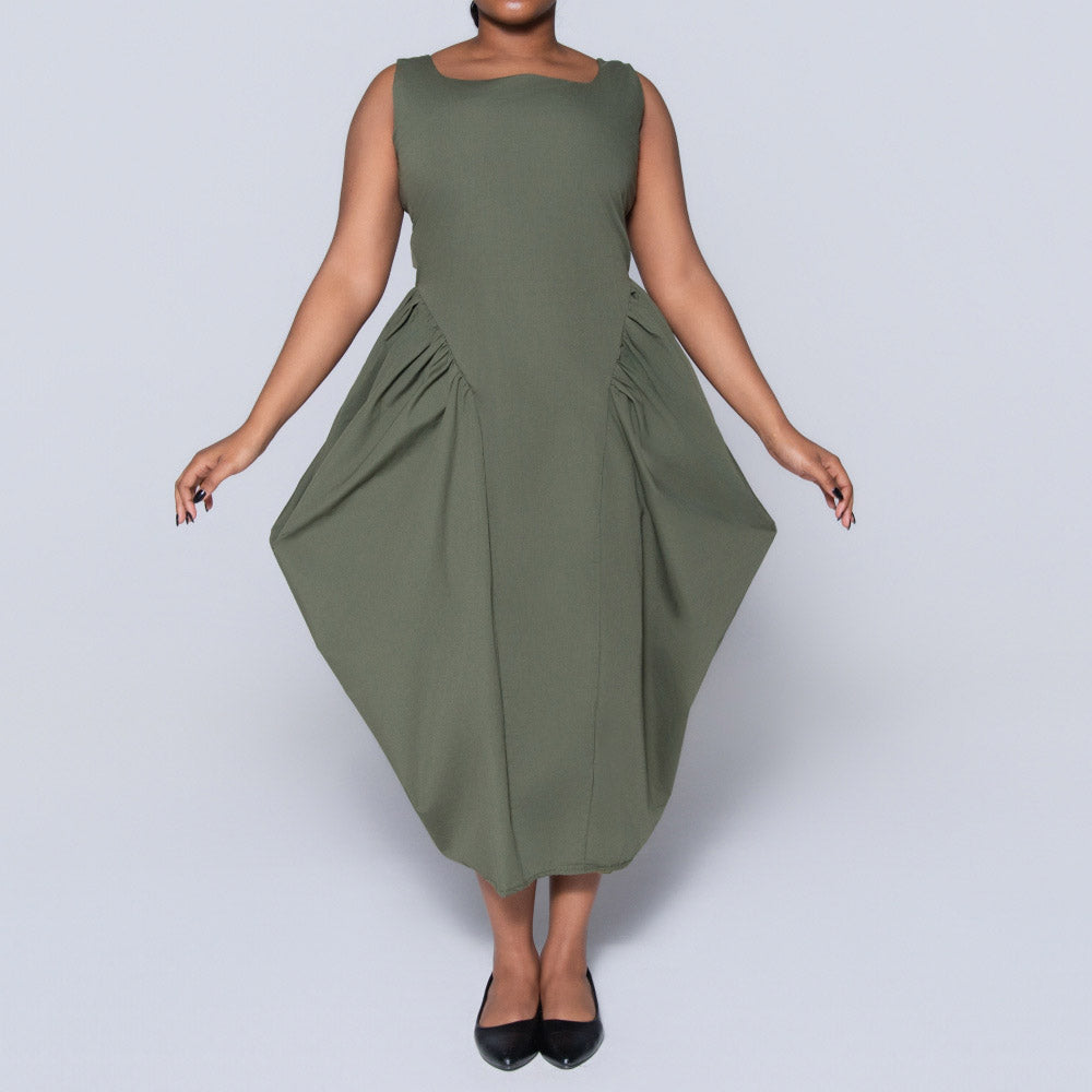 Sleeveless Poplin Panel Dress