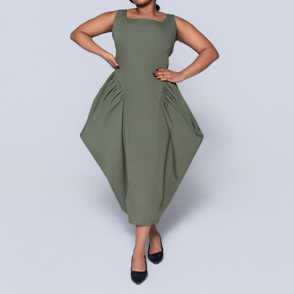 Sleeveless Poplin Panel Dress