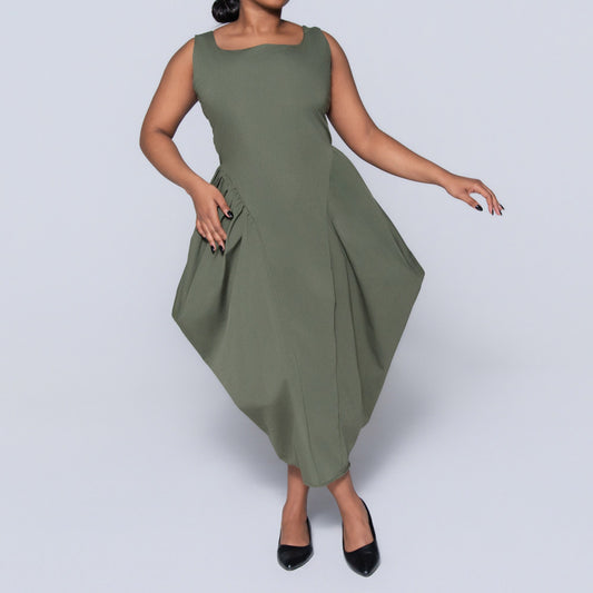 Sleeveless Poplin Panel Dress