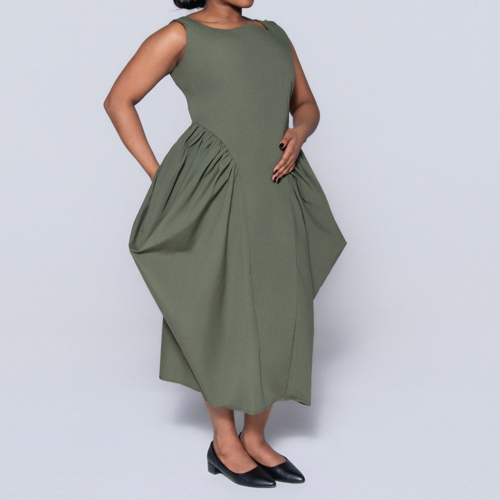 Sleeveless Poplin Panel Dress