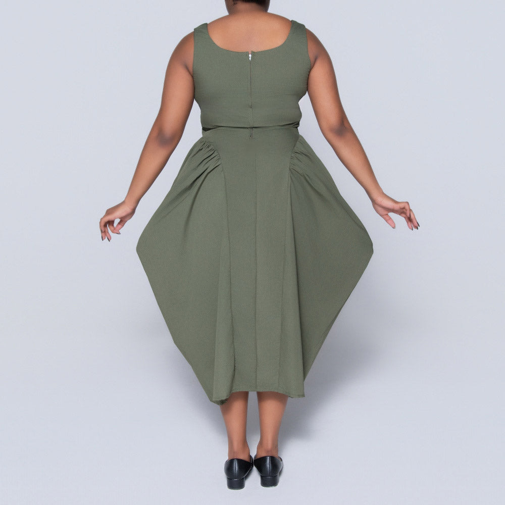 Sleeveless Poplin Panel Dress